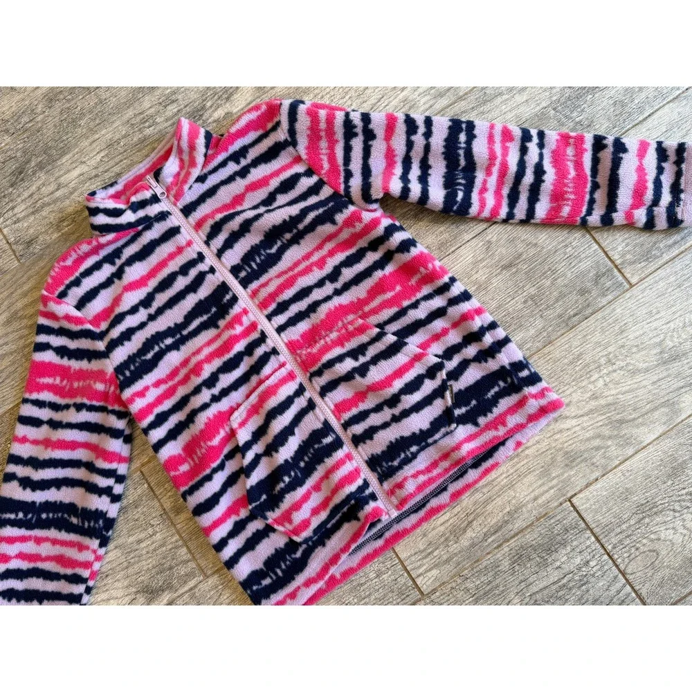 Eddie Bauer Fleece Jacket Girls Medium 10 12 Stripe Full Zip Fleece Outdoor Coat